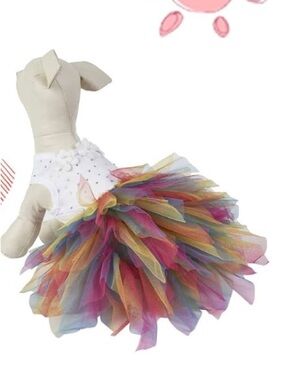 Rainbow Tulle Pet Tutu Dress